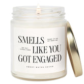 Smells Like You Got Engaged Candle, Engagement Gift For Bride-To-Be Bridal Shower, 9Oz Soy Candle With Gold Lid, Non-Toxic, Sea Salt Citrus Musk Amber Scent, Engagement Decorations