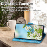For Galaxy S25 5G Phone Case Wallet,Women Flip Folio Cover With Credit Card Holders Slots Butterfly Embossed Pu Leather Kickstand Wrist Strap Purse For Samsung S25 (Blue)