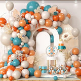 Orange & Dusty Blue Balloon Arch Kit: Fall Party Garland