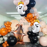 Halloween Balloon Arch Kit: Ghost Foil Decor, Orange Black White