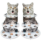 2 Pack Cat Cupcake Stand Birthday Party Decorations Supplies, Cat 3 Tier Cardboard Cupcake Stand Cup Cake Tower Display Dessert Holder Set For Birthday Party Decor Supplies Favors
