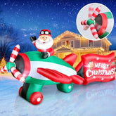 10.5Ft Christmas Inflatables Santa Claus On Animated Helicopter, Giant Blow Up Santa Claus Flying Airplane, Lighted Infl