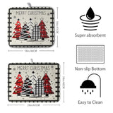 Christmas Trees Kitchen Dish Drying Mat 18X24 Inch Merry Christmas Black White Buffalo Plaid Dish Drainer Mat Absorbent Reversible Microfibe Drying Dish Pad For Winter Kitchen Counter Decor