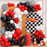 Race Car Balloon Garland Kit: Red, Black & Checkered Party Decor