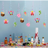 12Pcs Pink Cartoon Luau Hanging Swirls Ceiling Streamers for Party Decor