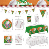 99PCS Baseball Party Supplies Kit with Plates, Cups, Banner & Tablecloth for 24 Guests