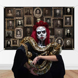 Halloween Portrait Backdrop Horror Party Banner Haunted House Photo Background 70.8x43.3in