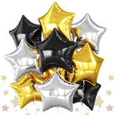10pcs Black Gold Silver Star Foil Balloons 18 Inch Metallic Party Decor
