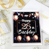 Happy 28Th Birthday Black & Gold Balloon Acrylic Table Poster Centerpi