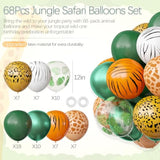 Jungle Party Decorations, Jungle Safari Balloons, 68 Pack Animal Balloon Set For Boys Girls Tropical Safari Baby Shower Decor, Tropical Wild One Birthday Party Supplies, 12 Inch
