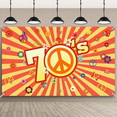 70S Party Backdrop Back To 1970'S Hippie Groovy Decorations Daisy Flower Peace Sign For Birthday Party Supplies Banner Photo Props
