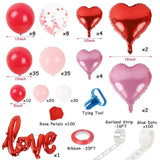 263 Pcs Valentines Day Balloon Arch Kit Decorations, Pink/White/Red Balloons Garland Decor With Love Heart Balloon Rose Petals For Galentines Day Party Birthday Wedding Proposal Anniversary