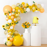 118 Pack Balloon Garland Arch Kit - 18, 12, 10, 5 Inch Yellow, Gold, White Balloons With Sunflower Vine - Baby Shower Decorations For Girl, Boy, Bee Birthday, Wedding, Party Supplies