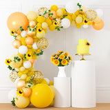 118 Pack Balloon Garland Arch Kit - 18, 12, 10, 5 Inch Yellow, Gold, White Balloons With Sunflower Vine - Baby Shower Decorations For Girl, Boy, Bee Birthday, Wedding, Party Supplies