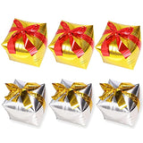 6 Pc 18 Inch Gold Silver Red Cube Mylar Balloons Christmas Party Decoration