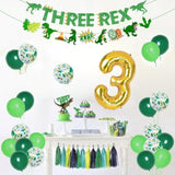 Dinosaur 3rd Birthday Decorations Three Rex Banner Balloons Toppers Tattoos