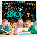 Welcome Back To School Backdrop Banner Sign 72X44 Inch, Back To School Party Decorations First Day Of School Banner Bulletin Board Welcome School Decor For Classroom
