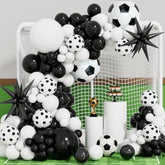 Soccer Balloon Garland Arch Kit - Black And White Football Print Balloons Arch Kit With Foil Football Starburst Balloon For Sports Fan, Birthday Party, Baby Shower, Soccer Theme Party Decorations