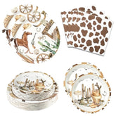 180Pcs Cowboy Party Supplies Serve 60, Western Party Paper Plates And Napkins Kit For Wild West Cowboy Rodeo Birthday Baby Shower Party Decorations, Includes Dinner Plates, Dessert Plates, Napkins