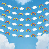 , Hanging Rainbow Cloud Garland - 10 Feet, Pack Of 6, Pre-Assembled | Clouds Garland For Rainbow Party Decorations | Happy Birthday Decoration | Classroom Decor