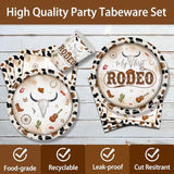 140 Pcs Western Cowboy Tableware 1St Rodeo Birthday Party Decorations Blue My First Rodeo Decorations For Boy