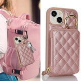 For Iphone 15 Case Wallet With Card Holder,For Iphone 15 Phone Case Wallet With Zipper With Slot Kickstand Stand Case For Women And Man 5G 6.1 Inch-Rose Gold