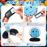 12 Pcs One Happy Dude Honeycomb Centerpiece Blue One Happy Dude 1St Birthday Party Decoration Birthday Centerpiece Table Decorations Smile Face Table Topper For Baby Shower Party