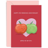Old English Co. Happy 4Th Anniversary Card - Fruit Anniversary Greeting Card - Funny 4Th Anniversary Card For Husband Or Wife - Fruit Wedding Anniversary Card For Couple | Blank Inside With Envelope