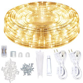 Led Rope Lights Outdoor Warm White, Waterproof 50Ft Cuttable 3000K Lighting Indoor 110V Connectable Flexible Electric Lights For Christmas Trees Bedroom Outside Patio Decor, Not Flat Strip