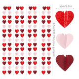 Valentines Day Pink Red Party-Decorations Heart-Garland - 39Ft 3D Burgundy Proposal Romantic Special Night Galentines Hanging Paper Streamers Banner,Engagement Wedding Baby Bridal Shower Decor