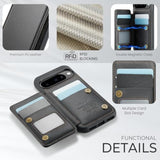 For Google Pixel 10/Pixel 10 Pro Case, Pu Leather Wallet Case For Women Men With Rfid Blocking Card Holder Slot Magnetic Closure Shockproof Phone Cover For Google Pixel 10/10 Pro (Black)