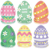 50 Pcs Easter Egg Shaped Paper Plates, 5.43 X 7.48 Inch Spring Dessert Plates Easter Decorations, 6 Designs Egg Shape Tableware, Disposable Bunny Party Table Decor Supplies for Spring Dinnerware