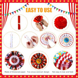 21 Pcs Carnival Party Decorations With Circus Hanging Paper Fans Red Yellow Blue Paper Pom Poms Tissue Flowers For Ceiling Wall Carnival Circus Theme Birthday Baby Shower Party Favors Supplies
