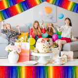 3 Pack 10 Ft Dark Rainbow Foil Fringe Garland Metallic Streamers Tinsel Banner Wall Hanging Garland Backdrop For Parade Floats, Halloween, Christmas, Thanksgiving, New Year Party Decorations