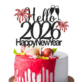 "Hello 2026" Happy New Year Cake Topper Goodbye 2025 Party Decor