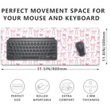 Pink Bow Mouse Pad Desk Pad,Extended Large Mouse Mat With Stitched Edge,Non-Slip Rubber Base Keyboard Desk Pad For Home Office Work Gamer Desk Mat(31.5X11.8 In)