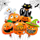 Halloween Pumpkin Balloon Set: 6 Orange Foil Balloons Party Decor