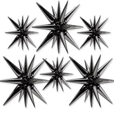 6Pcs Black Star Foil Balloons 22In Large Mylar Party Decorations for Birthday Graduation