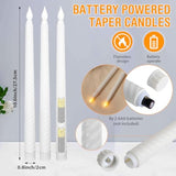 50 Pack 11" Flameless Taper Candles Bulk Spiral Battery Operated Flickering Warm 3D Wick Light Led Candlesticks For Halloween Christmas Wedding Home Window Decorations(White)