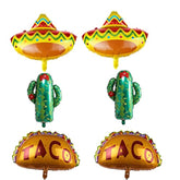 RS 6PCS Mexican Fiesta Balloons Jumbo Mexico Taco Llama Cactus Sombrero Mylar Foil Balloon Birthday Mayo Mexican Fiesta Theme Party Decor