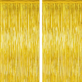 2 Pack Gold Tinsel Backdrop 3.28x7.05ft Metallic Party Streamer Curtains