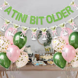 A Tini Bit Older Banner Martini Garland 12In Balloons With Diy Bow Ribbon For Martini Themed Birthday Decorations Espresso A Tiny Bit Older Birthday Martinis Party Decor (Green Pink)
