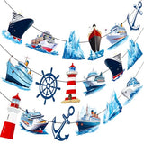 Cruise Ship Party Banner 3PCS Nautical Ship Lighthouse Party Decorations Ocean Anchor Cutout Banner for Navigation Sailor Theme Birthday Baby Shower Supplies