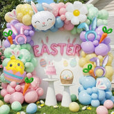 161Pcs Easter Balloon Arch Garland Kit With Rainbow Easter Balloon Garland Kit,Bunny, Carrot & Chicken Foil Balloons, Happy Easter Color Balloons For Easter Party Decorations, Spring Birthday