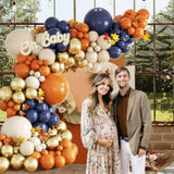 147PCS Fall Balloon Arch Kit with Navy Blue Burnt Orange Balloons for Thanksgiving