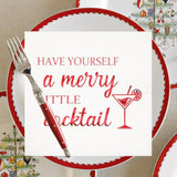 Have Yourself A Merry Little Cocktail Napkins - Christmas Holiday Napkins, Red Foil, 5 X 5 In, 50-Pack