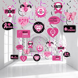 24 Pcs Breast Cancer Awareness Decorations, Pink Ribbon Swirl