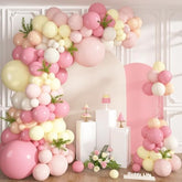 Pink And Yellow Balloons Arch Kit, 152 Pcs Pastel Light Pink Yellow Sand White Apricot Balloon For Birthday Baby Bridal Shower Wedding Bee Bear Themed Groovy Easter Party Decorations