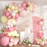 Pink And Yellow Balloons Arch Kit, 152 Pcs Pastel Light Pink Yellow Sand White Apricot Balloon For Birthday Baby Bridal Shower Wedding Bee Bear Themed Groovy Easter Party Decorations