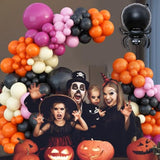Halloween Balloon Arch Kit – Black Orange Pink with Spider, Ghost & Bat Balloons